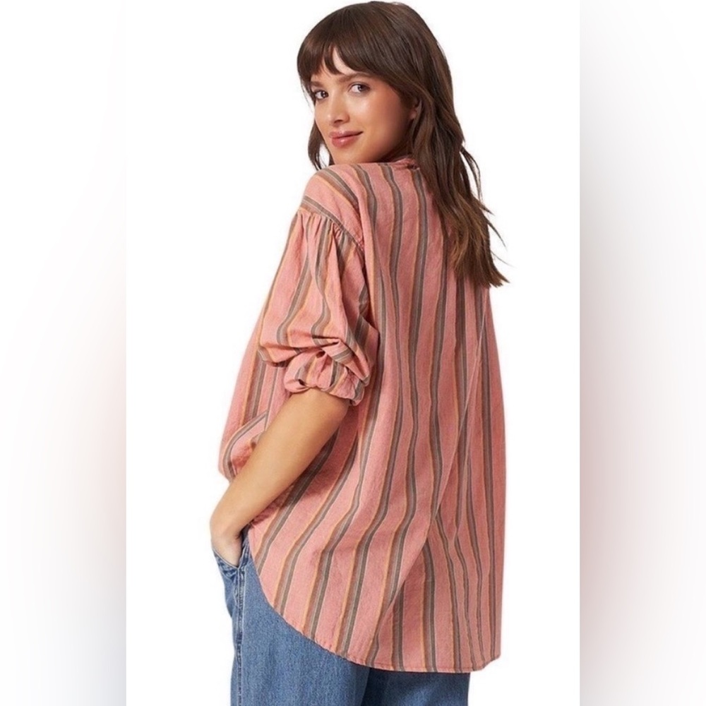 XIRENA Atlee Stripe Cotton Button-Up Top